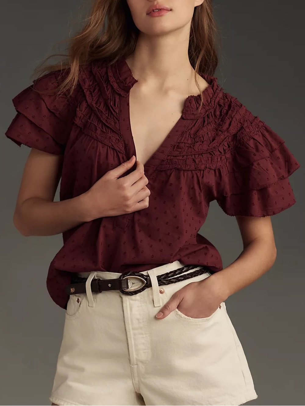 By Anthropologie Layered-Sleeve Henley Top